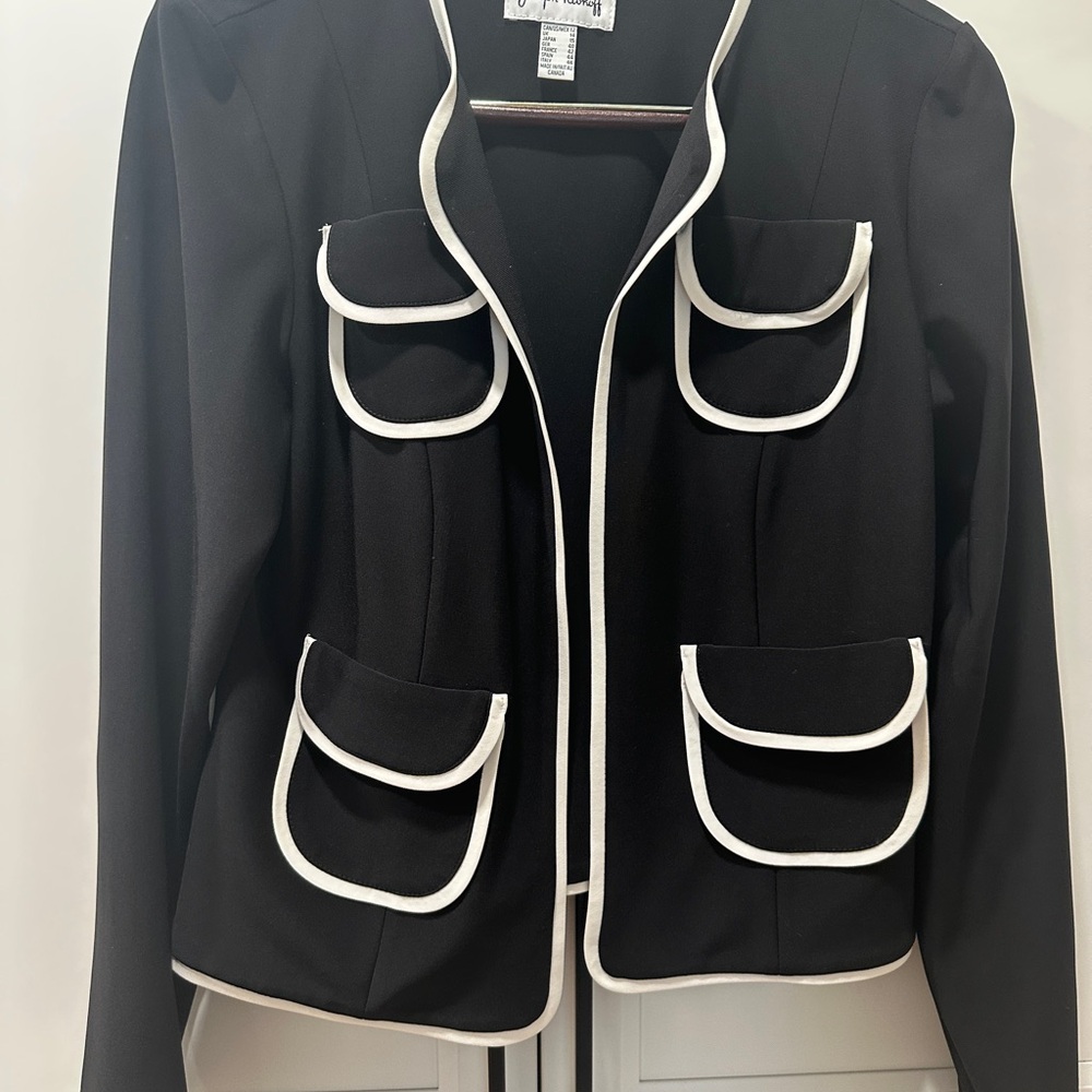 Joseph Ribkoff Black Jacket with White Trim